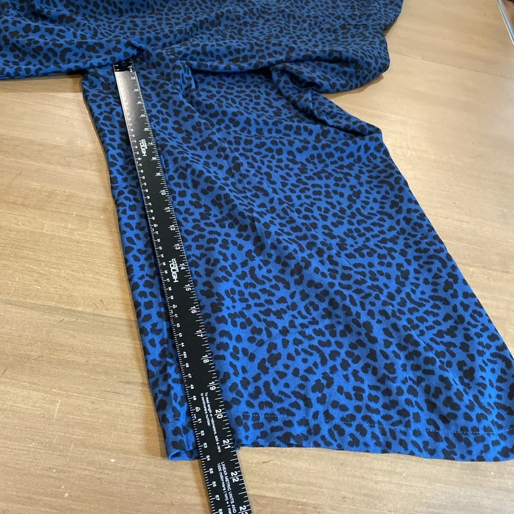 Apt 9 Women's Jumper Size 2XL Blue Black Animal Print Pockets Rouching Ash Strap